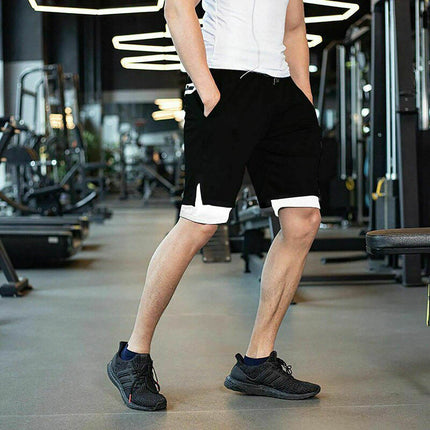 Men 2 in 1 Running Shorts Gym with Phone Pocket Hole - Image 2