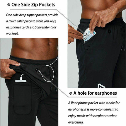 Men 2 in 1 Running Shorts Gym with Phone Pocket Hole - Image 3