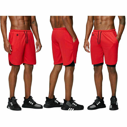 Men 2 in 1 Running Shorts Gym with Phone Pocket Hole - Image 9