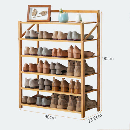Multi Layer Bamboo Fordable Shoes Rack 6 Tiers 90cm - Image 10