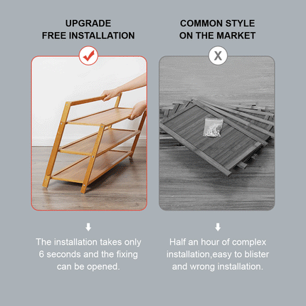 Multi Layer Bamboo Fordable Shoes Rack 6 Tiers 90cm - Image 2