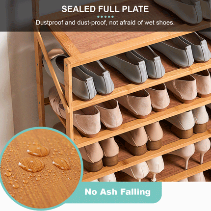 Multi Layer Bamboo Fordable Shoes Rack 6 Tiers 90cm - Image 5