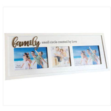 Multi White Photo Frame with Raised Metal Writing for Family Gift Decor H - Image 1