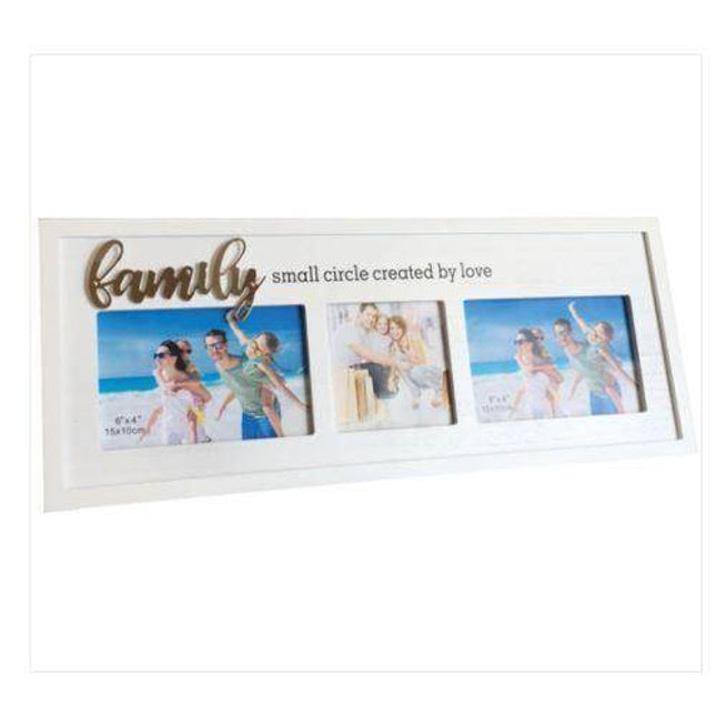 Multi White Photo Frame with Raised Metal Writing for Family Gift Decor H - Image 1