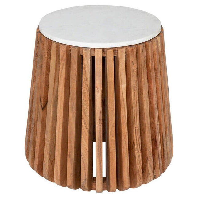 Luxury Coffee Table Round Marble Top Ravish Side Wood Stand
