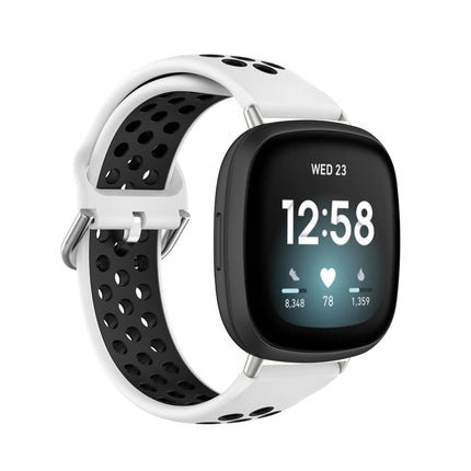 White & Black Fitbit Versa 4 & Sense 2 Watch Strap Replacement Silicone Sports Wrist band