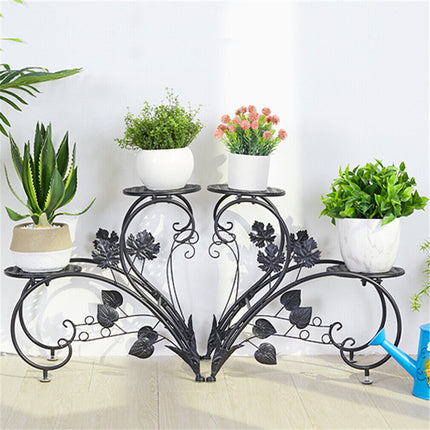 Heart Shape Rustproof Elegant Plant Stand 1Pair Black