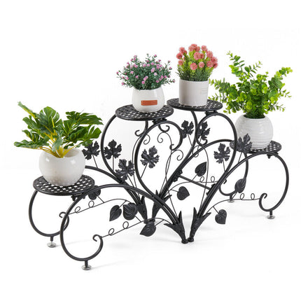 Heart Shape Rustproof Elegant Plant Stand 1Pair Black