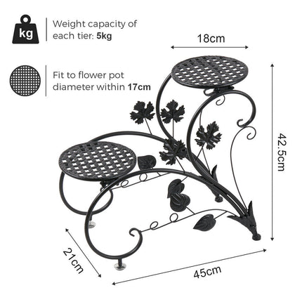 Heart Shape Rustproof Elegant Plant Stand 1Pair Black
