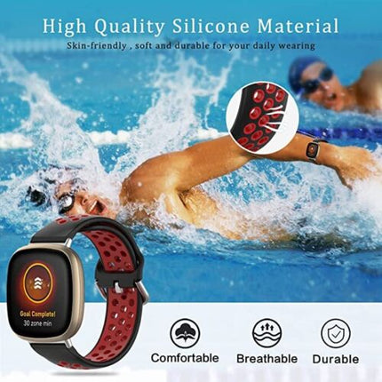 White & Black Fitbit Versa 4 & Sense 2 Watch Strap Replacement Silicone Sports Wrist band