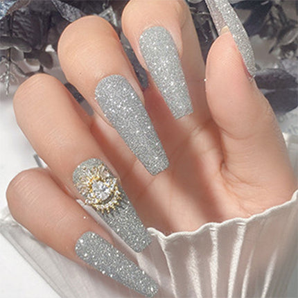 Sparkling Diamond Nail Powder Laser Silver Reflective Nail Art Glitter Powder - Image 3