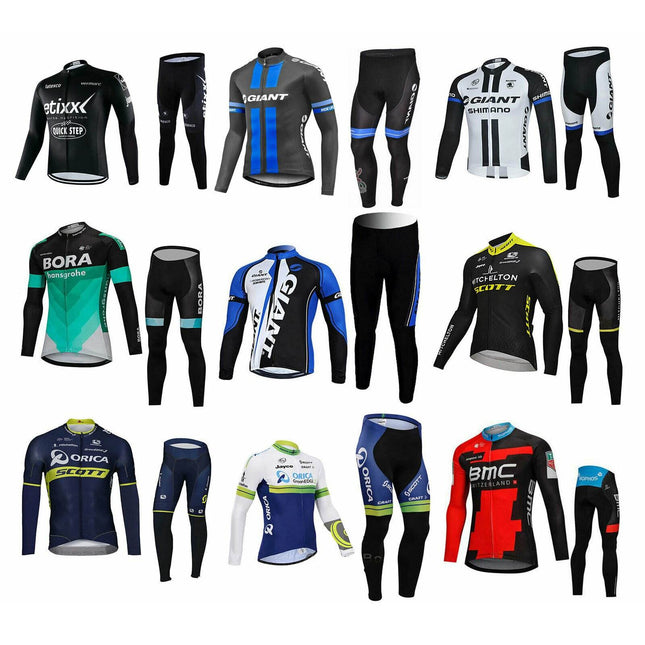 Sports Bicycle Bike Cycling Clothing Long Sleeve Jersey Long Pants Set - Image 1
