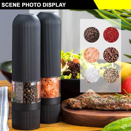 Twin Pack Electric Salt & Pepper Grinder Mills Shakers Black - Image 10