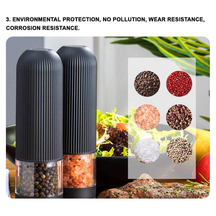 Twin Pack Electric Salt & Pepper Grinder Mills Shakers Black - Image 2