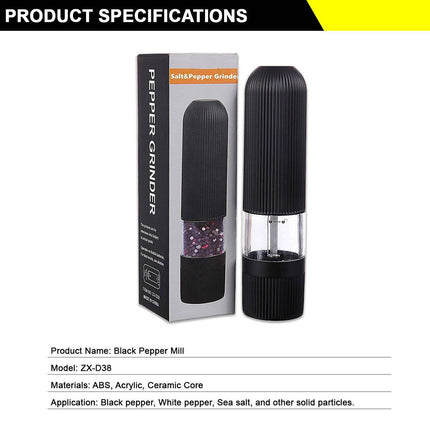 Twin Pack Electric Salt & Pepper Grinder Mills Shakers Black - Image 3