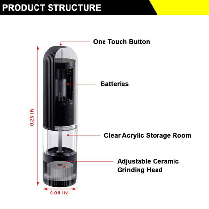 Twin Pack Electric Salt & Pepper Grinder Mills Shakers Black - Image 4