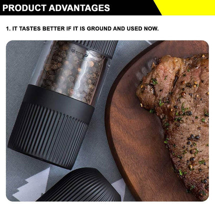 Twin Pack Electric Salt & Pepper Grinder Mills Shakers Black - Image 5
