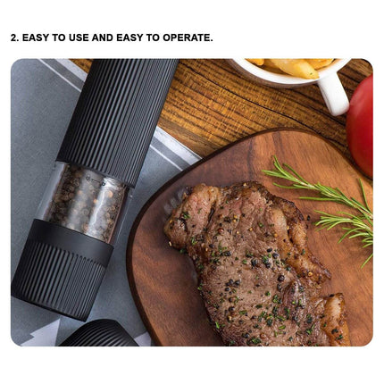 Twin Pack Electric Salt & Pepper Grinder Mills Shakers Black - Image 6
