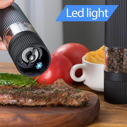 Twin Pack Electric Salt & Pepper Grinder Mills Shakers Black - Image 8